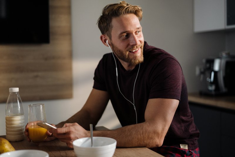 man listening to music